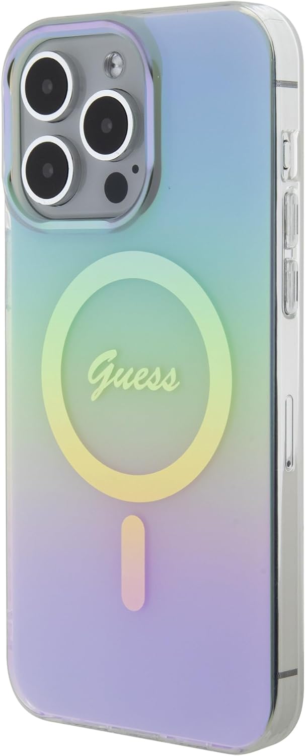 Guess iPhone 15 Pro IML Iridescent MagSafe Σκληρή Θήκη με Πλαίσιο Σιλικόνης και MagSafe - Turquoise - GUHMP15LHITSP