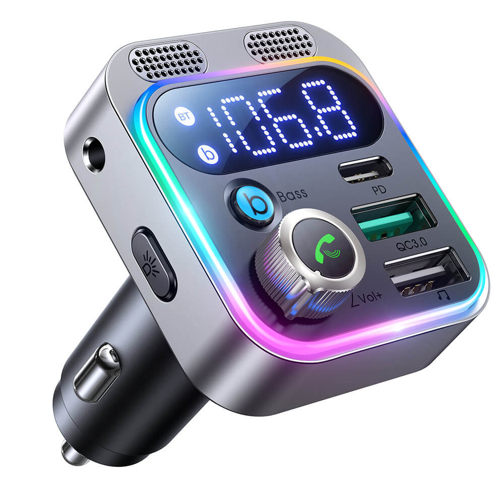 Joyroom JR-CL16 Bluetooth 5.0 FM Transmitter για Αναπαραγωγή Μουσικής / Κλήσεις / Φόρτιση Κινητών στο Αυτοκίνητο 48W - Black