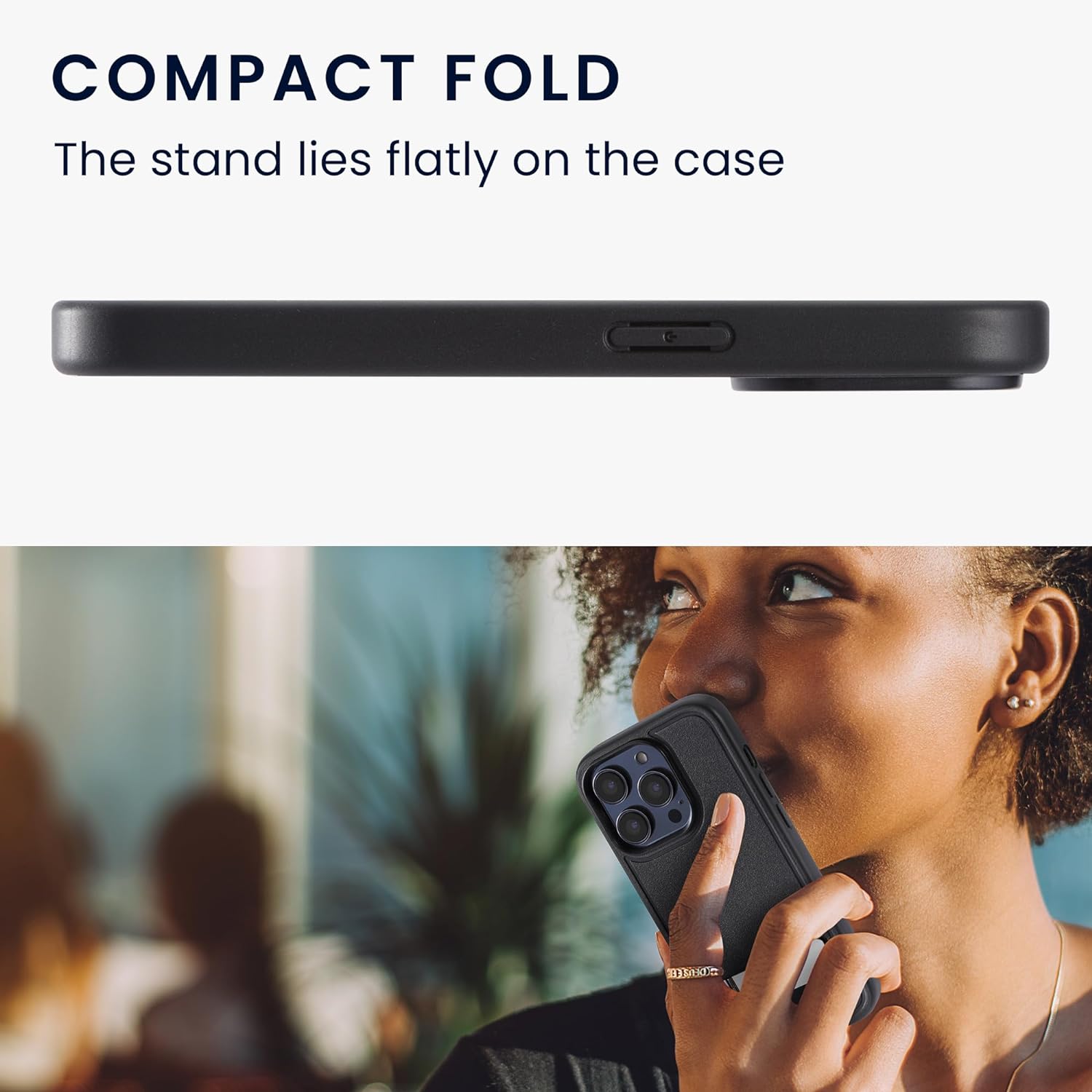 KW iPhone 15 Σκληρή Θήκη με Πλαίσιο Σιλικόνης και Stand - Black - 62041.01