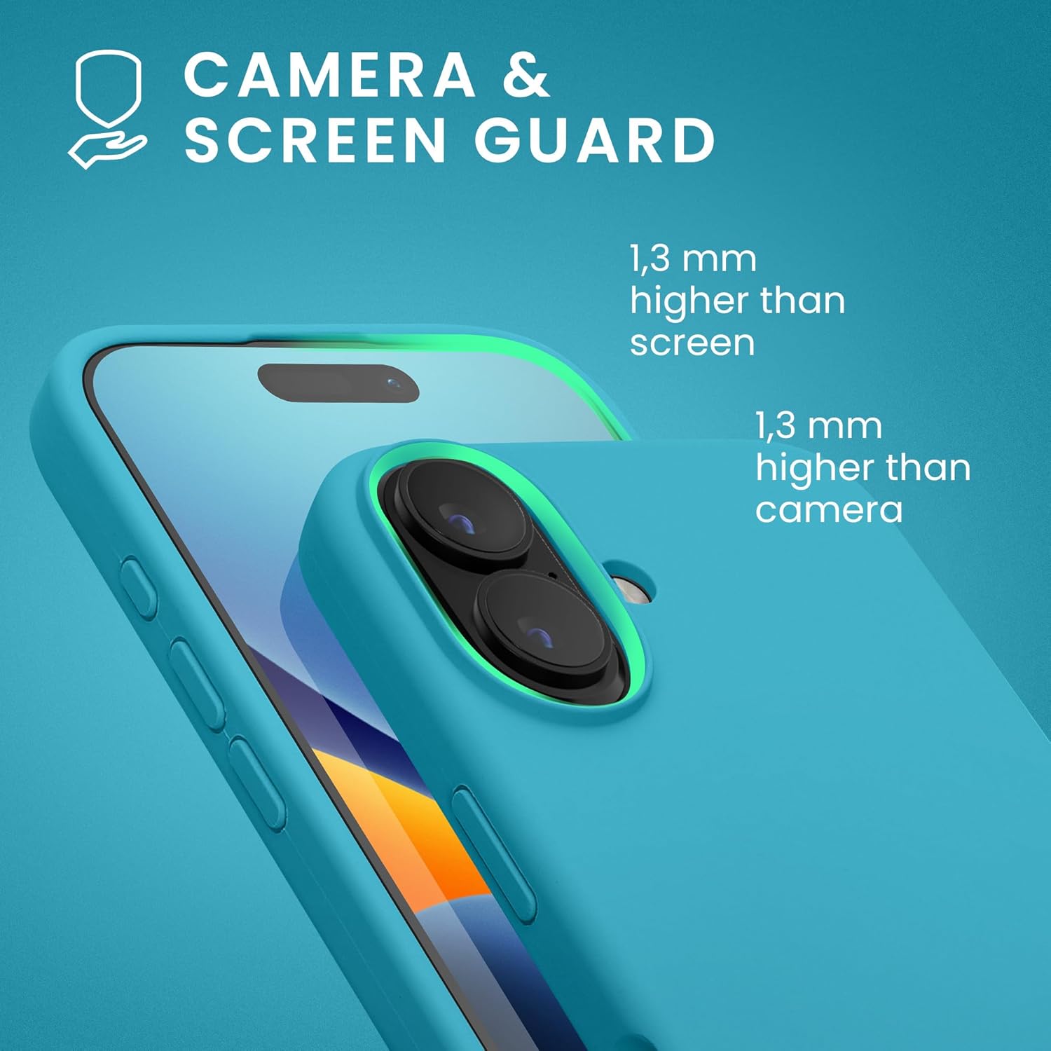 KW iPhone 16 Θήκη Σιλικόνης Rubberized TPU - Cool Glacier