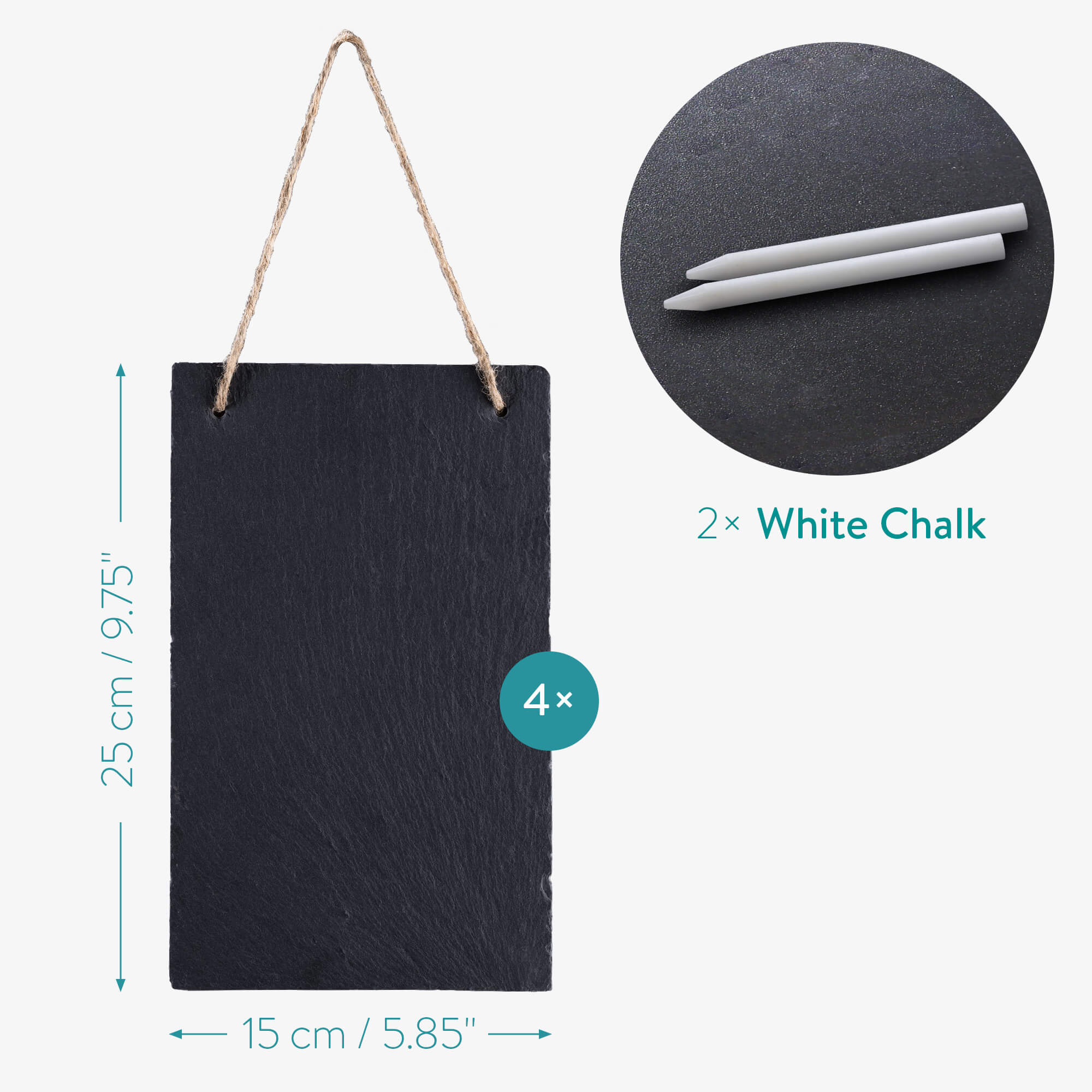 Navaris Σετ με 4 Κρεμαστούς Μαυροπίνακες από Σχιστόλιθο - Vertical - 25 x 15cm - Black - 53849.02