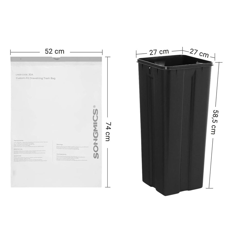 Songmics Σακούλες Απορριμάτων - 2 Πακέτα x 45 Τεμάχια - 30L - White - KRB30A02