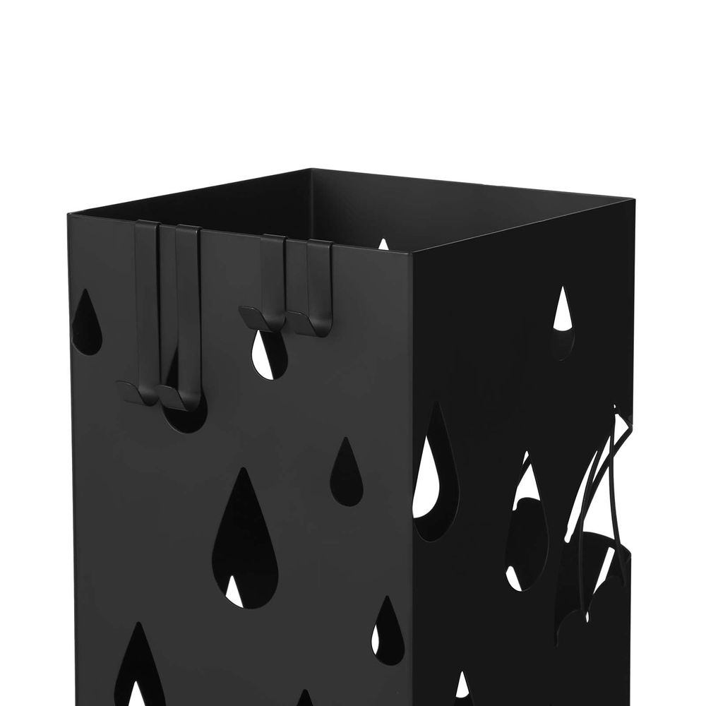 Songmics Μεταλλική Ομπρελοθήκη με 4 Γάντζους - Design Umbrella - 15.5 x 15.5 x 49 cm - Black - LUC49B