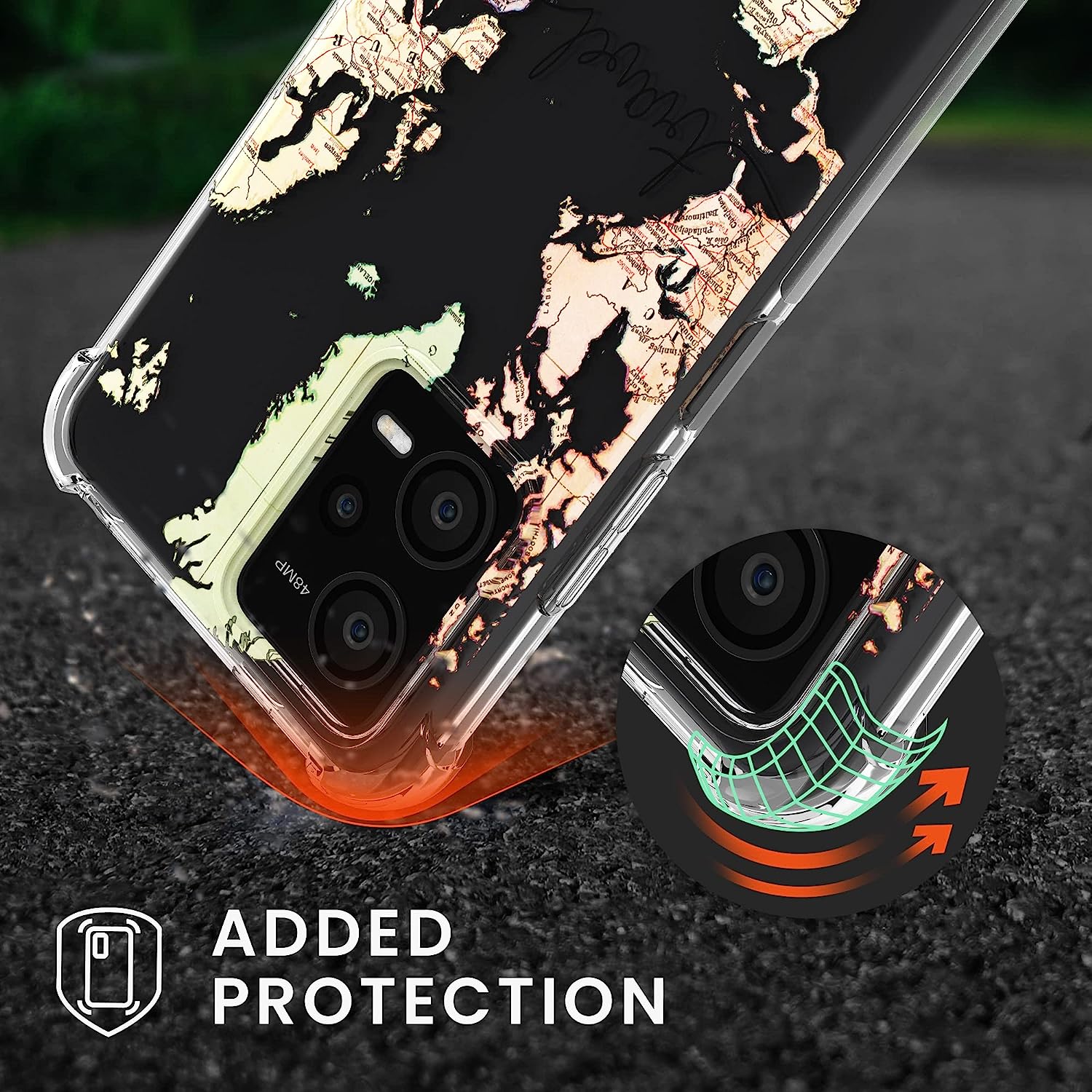 KW Xiaomi Redmi Note 12 5G / Xiaomi Poco X5 5G Θήκη Σιλικόνης TPU με Λουράκι - Design Travel - Black / Multicolor / Διάφανη - 60892.02