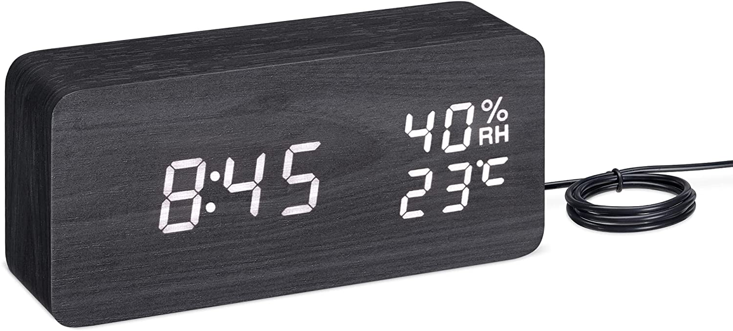 Navaris Ψηφιακό Επιτραπέζιο Ρολόι και Ξυπνητήρι - Black - White LED - 54042.01.02