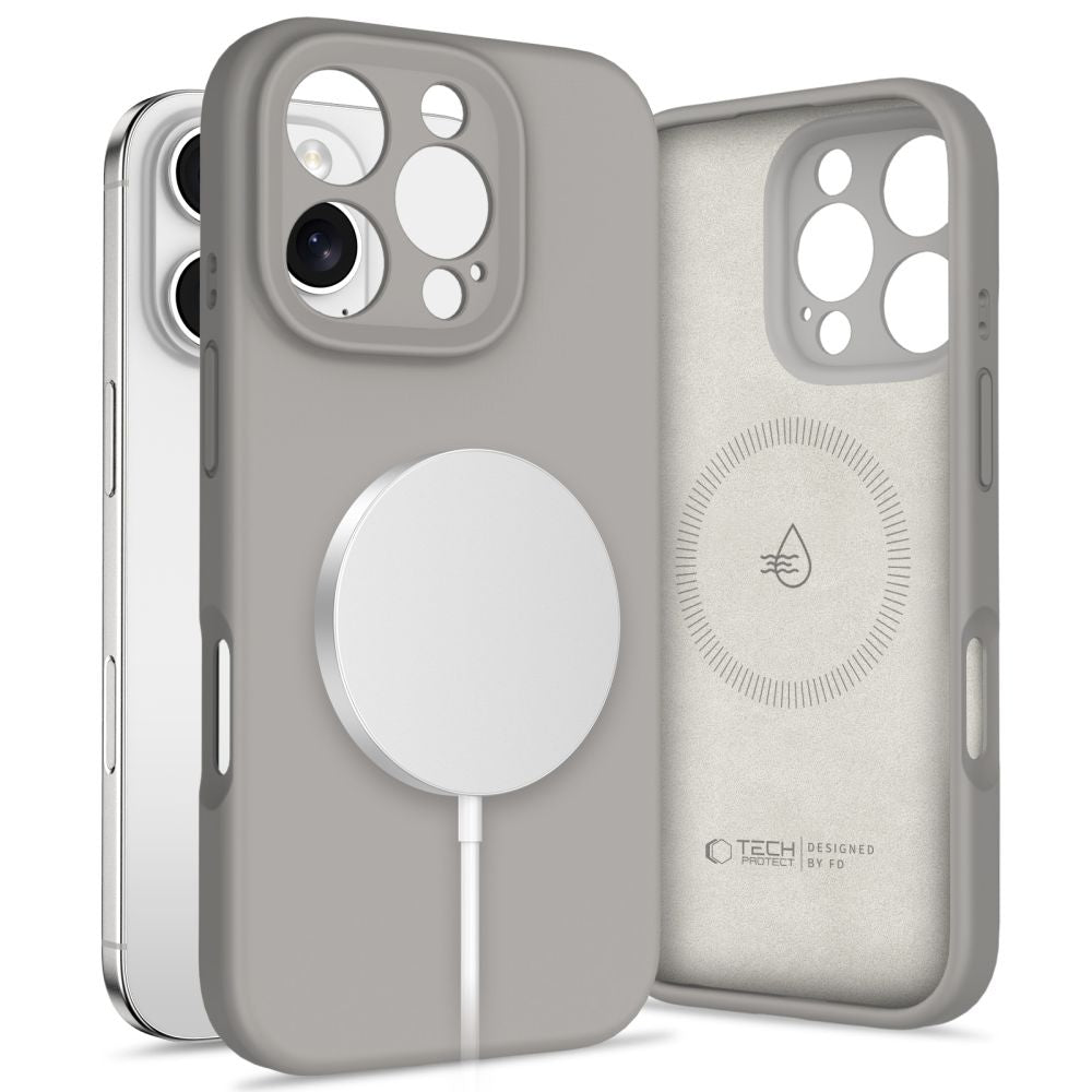 Tech-Protect iPhone 16 Pro Max Liquid Silicone - MagSafe Θήκη Σιλικόνης TPU - Stone Grey