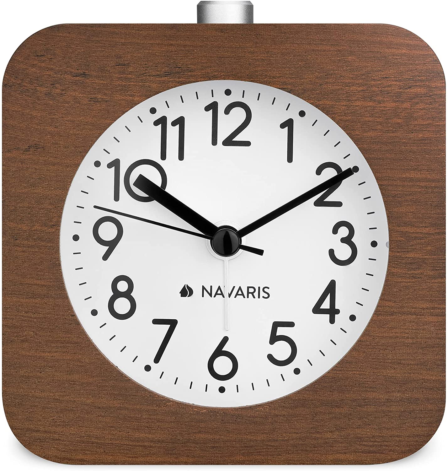 Navaris Αναλογικό Επιτραπέζιο Ρολόι και Ξυπνητήρι - Design Retro Square - Dark Brown - 54264.18.02