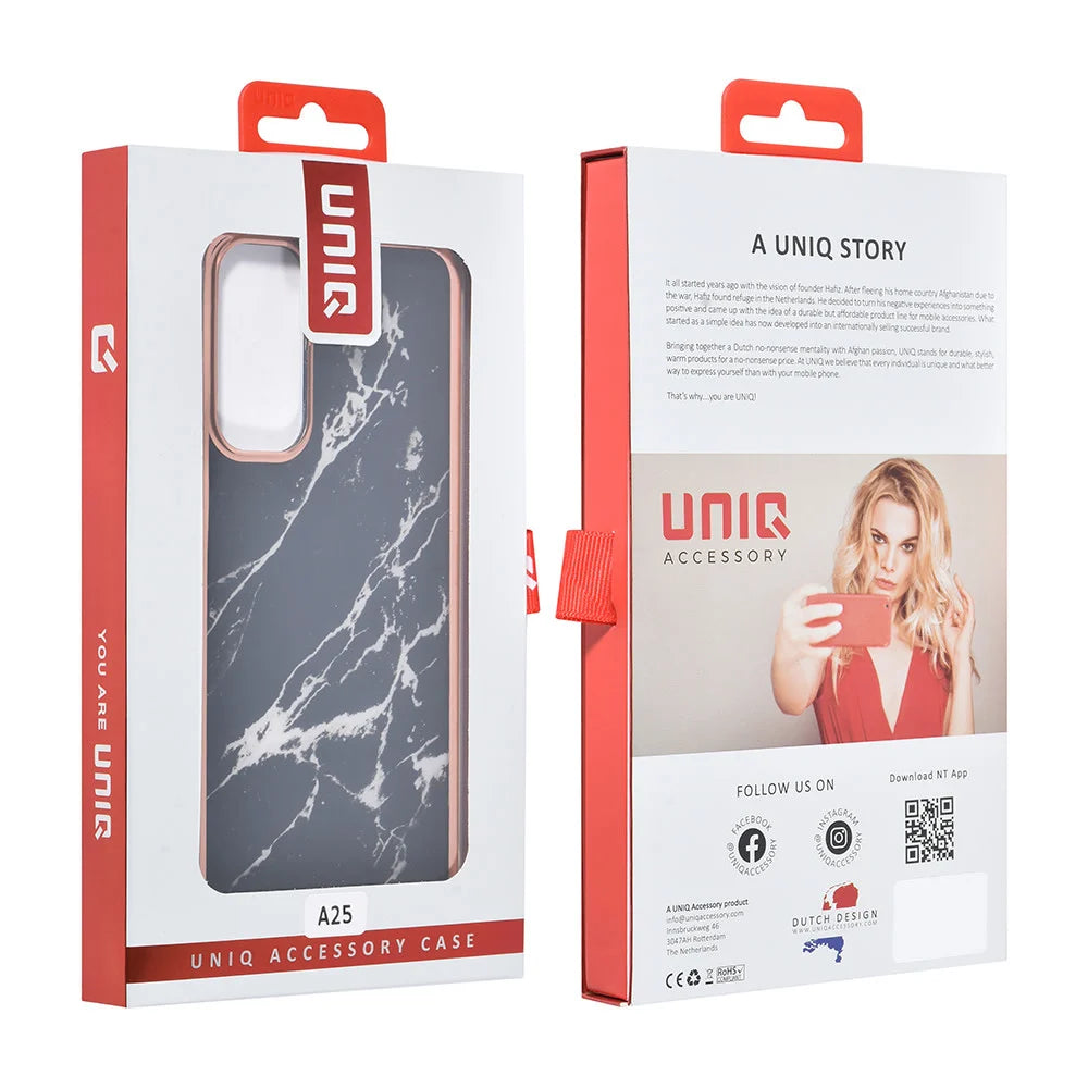 Tuniq Samsung Galaxy A25 5G - Σκληρή Θήκη με Πλαίσιο Σιλικόνης - Σχέδιο Μάρμαρο - Μαύρη