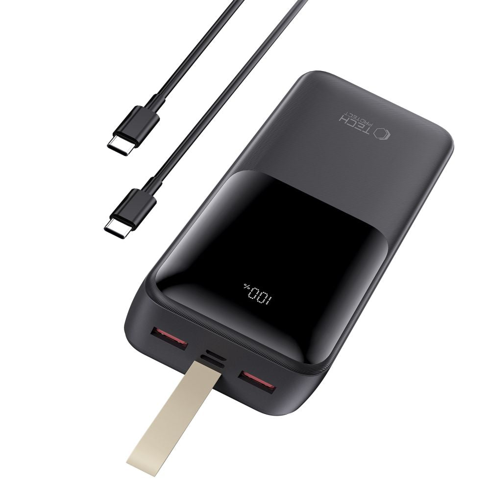 Tech-Protect PB03-22.5W Power Bank 30000mAh με 2 Θύρες USB με 1 Θύρα Type-C και 1 Θύρα Micro-USB - Black - likebrands.gr