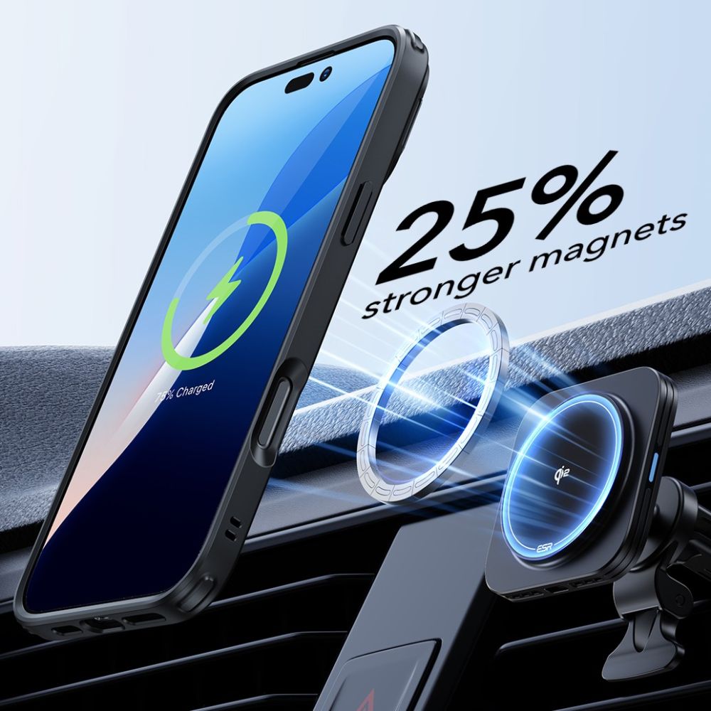 ESR iPhone 16 Classic Hybrid Kickstand Halolock MagSafe Σκληρή Θήκη με Πλαίσιο Σιλικόνης και Αντιχαρακτικό Γυαλί Οθόνης - Clear / Black