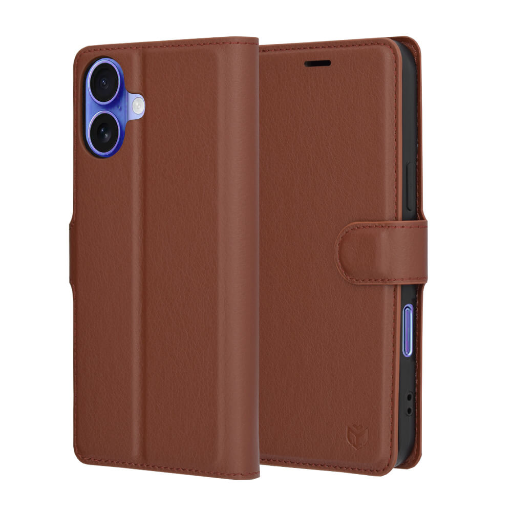 Techsuit iPhone 16 - Leather Folio - Θήκη Πορτοφόλι από Δερματίνη με Stand - Brown