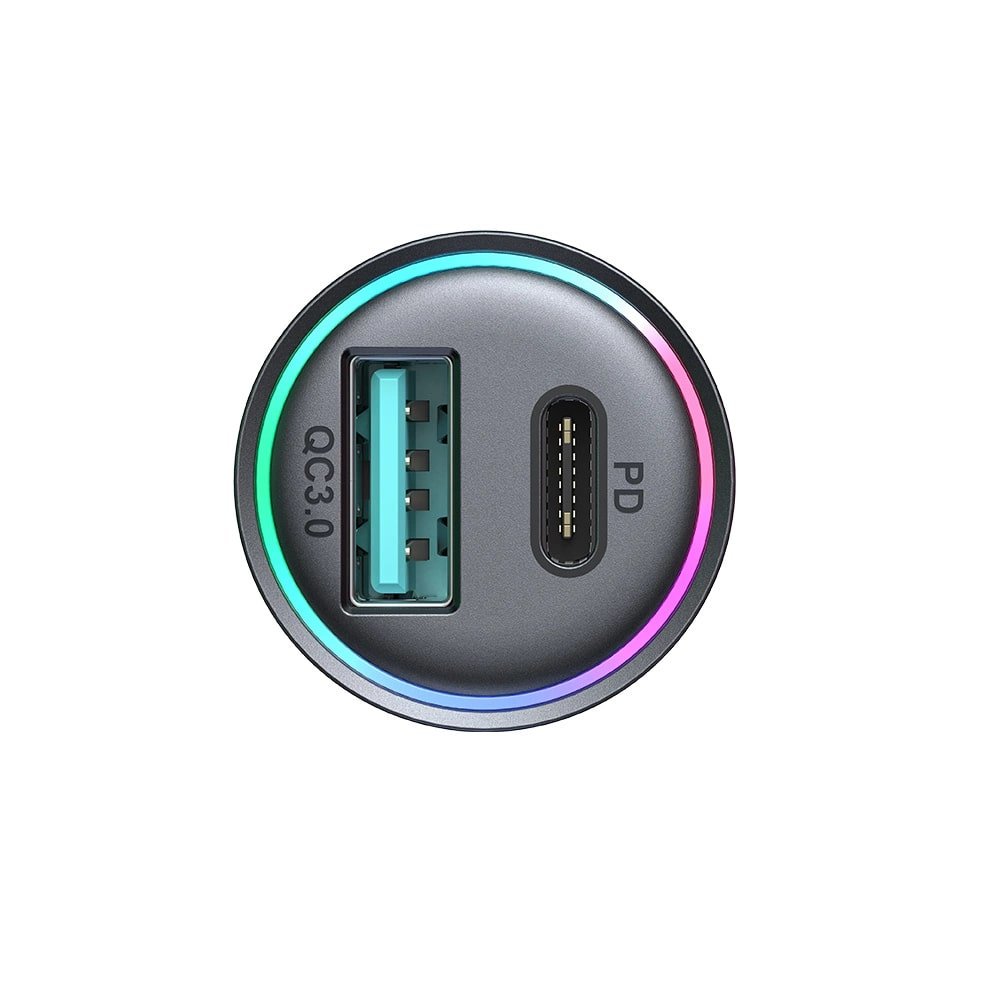 Joyroom Mini Φορτιστής Αυτοκινήτου Γρήγορης Φόρτισης με 1 Θύρα USB και 1 Θύρα Type - C PD 60W QC 3.0 - Black - JR - CCN04