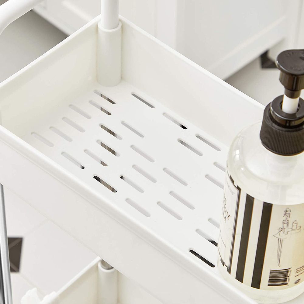 Songmics Πλαστικό Καρότσι Εξοικονόμησης Χώρου για Οργάνωση και Αποθήκευση με 4 Ράφια - 40 x 13 x 93 cm - White - KSC018W01