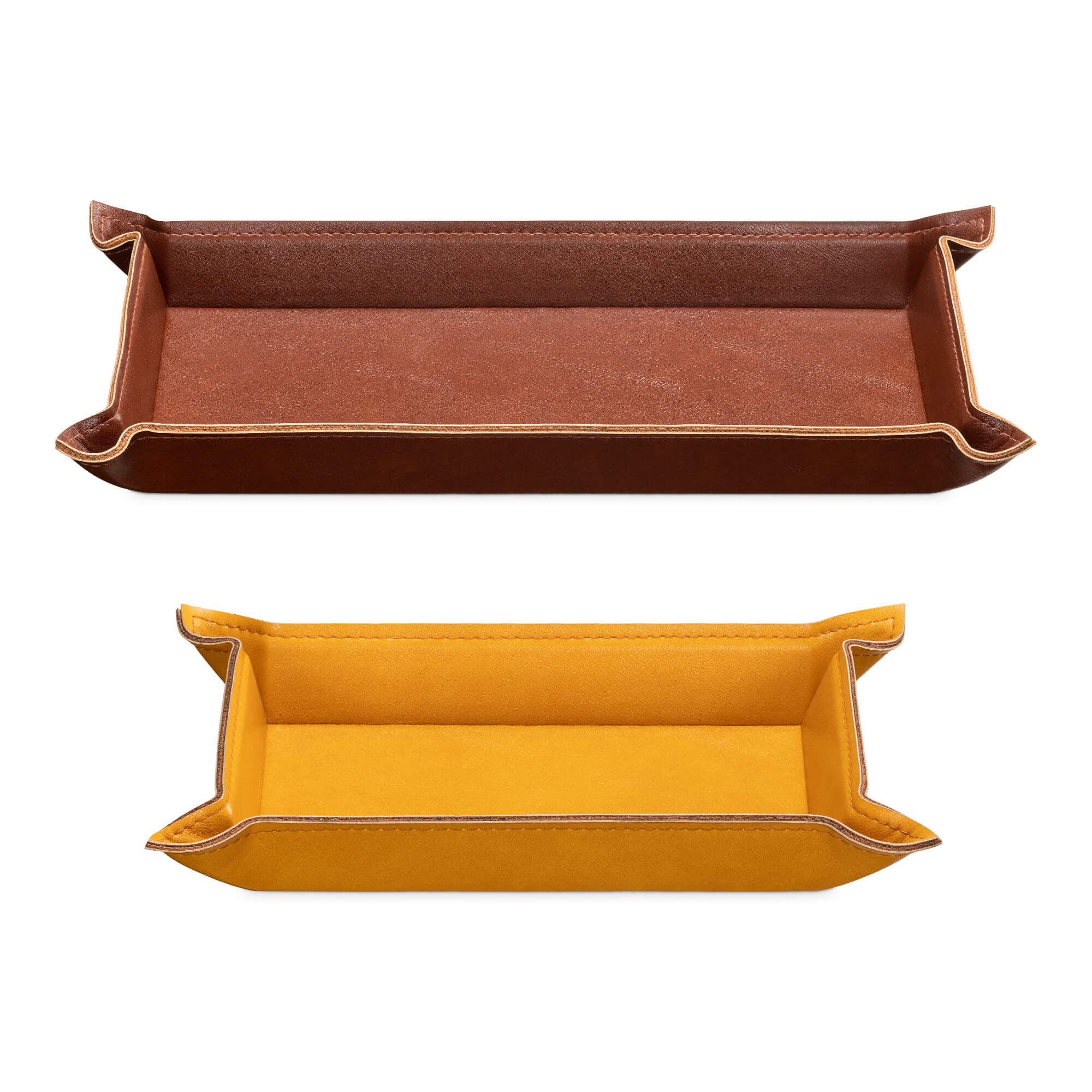 Navaris Σετ με 2 Δίσκους Αποθήκευσης από Δερματίνη - Light Brown / Dark Brown - 53480.02.05