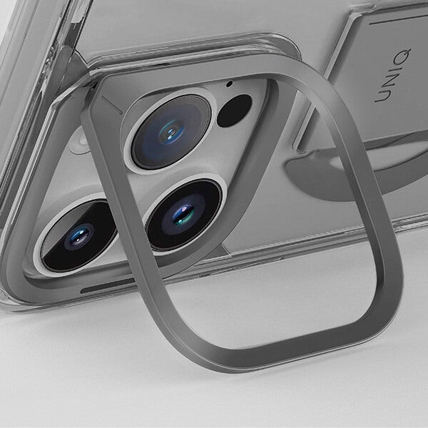 Uniq iPhone 16 Pro - Heldro Max - MagSafe Σκληρή Θήκη με Πλαίσιο Σιλικόνης και Finger Holder - Διάφανη