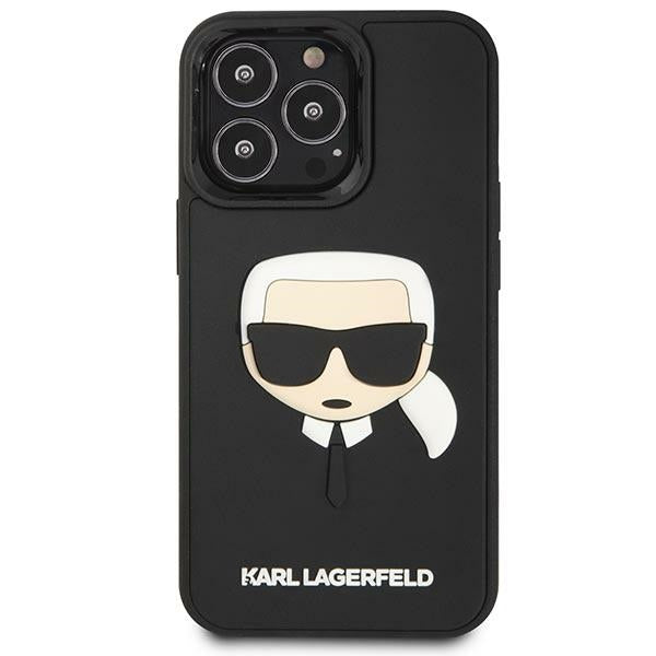 Karl Lagerfeld iPhone 14 Pro - 3D Rubber Karl's Head Σκληρή Θήκη με Πλαίσιο Σιλικόνης - Black - KLHCP14LKH3DBK