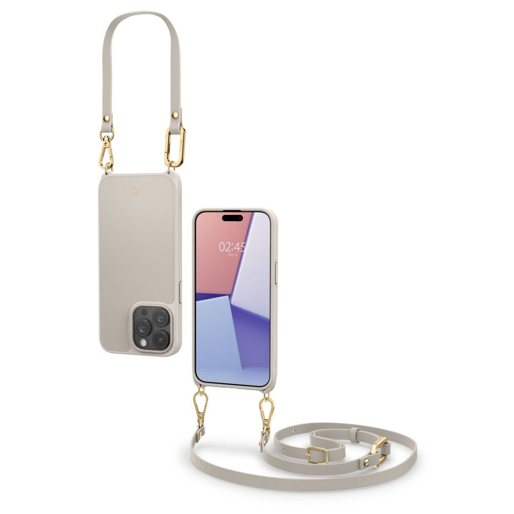 Spigen Cyrill iPhone 15 Pro Classic Charm Mag Σκληρή Θήκη MagSafe με Πλαίσιο Σιλικόνης και Λουράκι - Cream