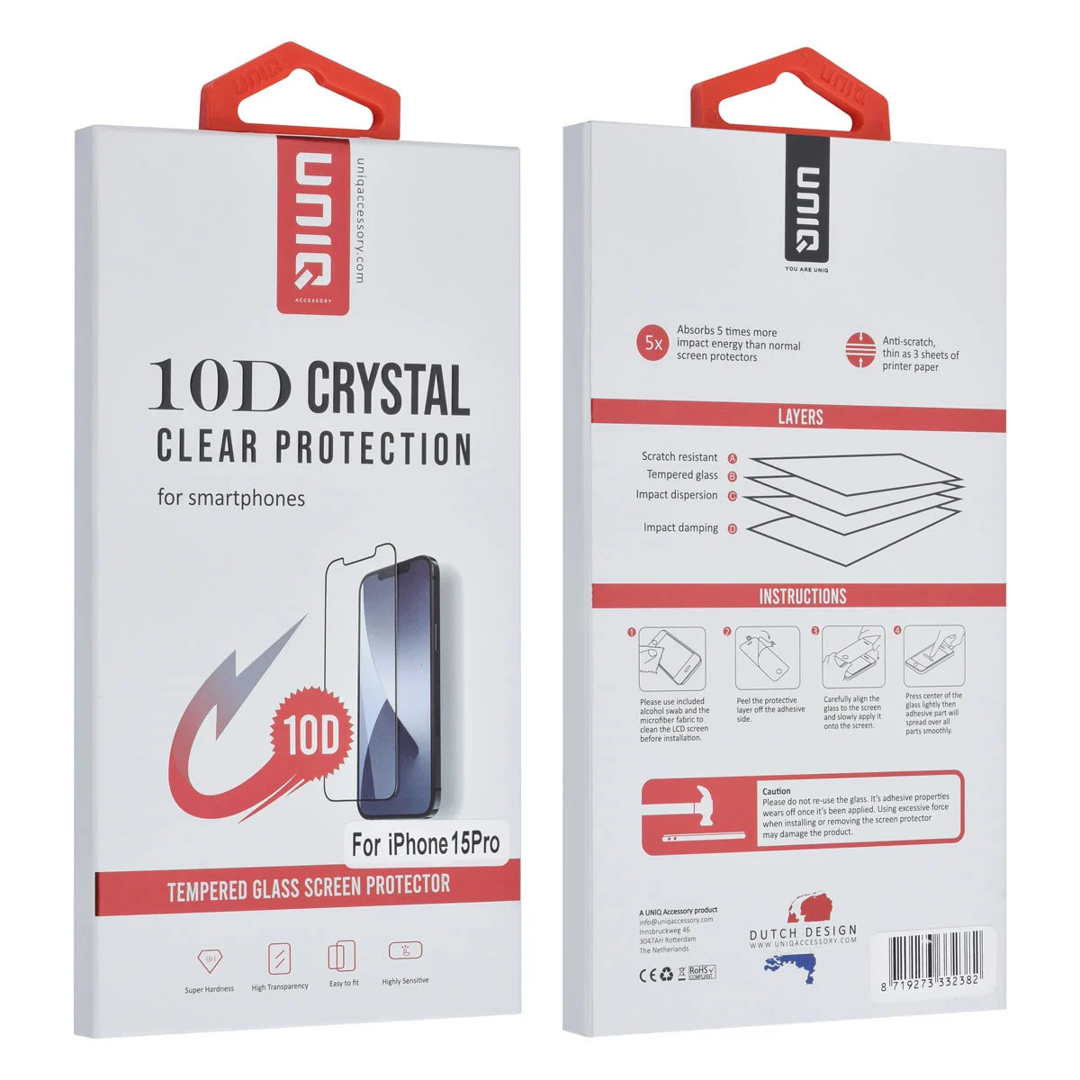 Tuniq iPhone 15 Pro - Προστασία Οθόνης - Full Screen 10D Αντιχαρακτικό Γυαλί Tempered Glass - Διάφανο / Μαύρο