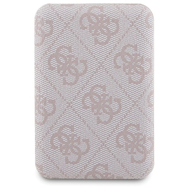 Guess iPhone 15 Pro - 4G Metal Logo Σετ MagSafe Σκληρή Θήκη με Επένδυση Συνθετικού Δέρματος και Powerbank 5000mAh - Pink - GUBPM5P15L4GEMGP