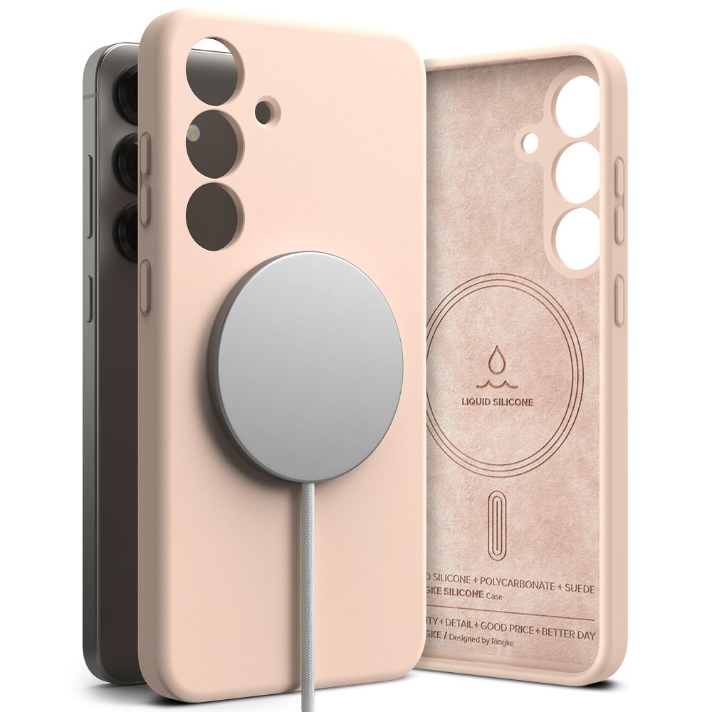 Ringke Samsung Galaxy S25 Silicone Magnetic MagSafe Case Θήκη Σιλικόνης με MagSafe - Pink Sand