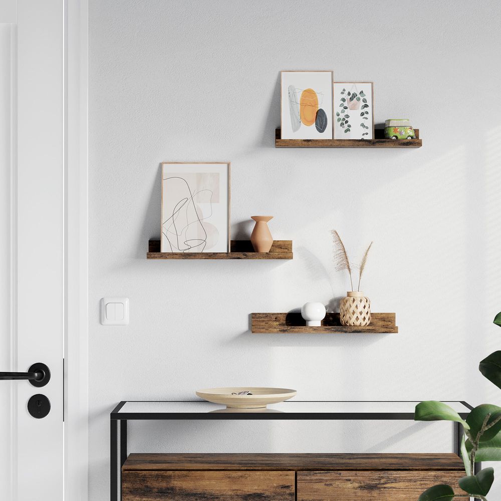 Vasagle Σετ με 3 Επιτοίχια Ράφια - 38 cm - Vintage Brown - LWS037X01