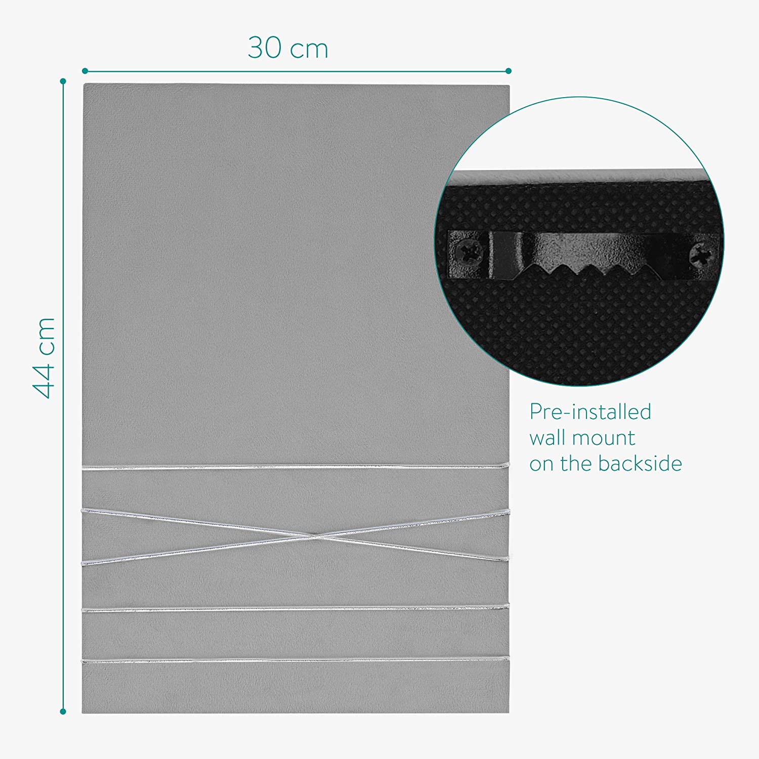 Navaris Πίνακας Ανακοινώσεων από Βελούδο - 44 x 30 cm - Grey - 52630.1.22