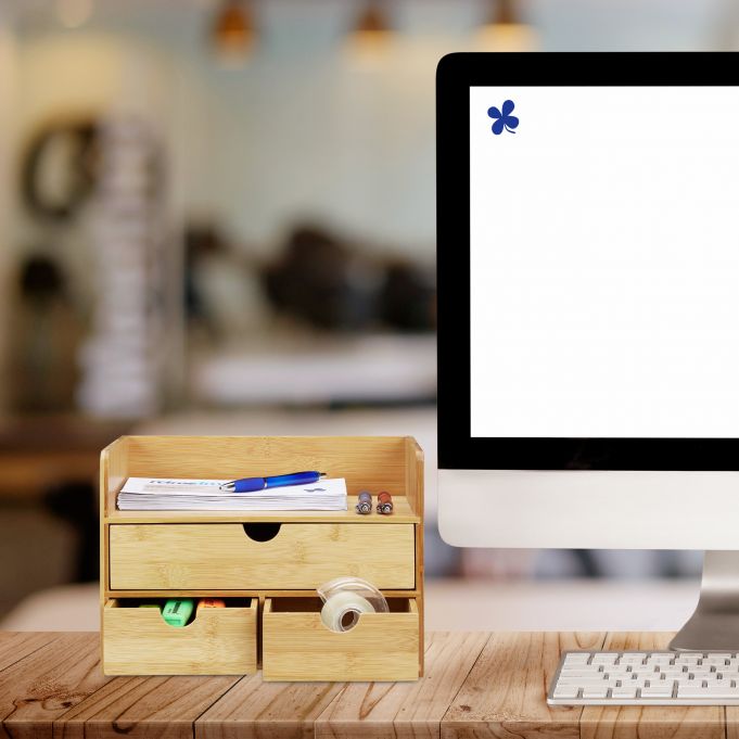 Relaxdays Ξύλινη Βάση Οργάνωσης Γραφείου από Bamboo - Natural - 4052025255534