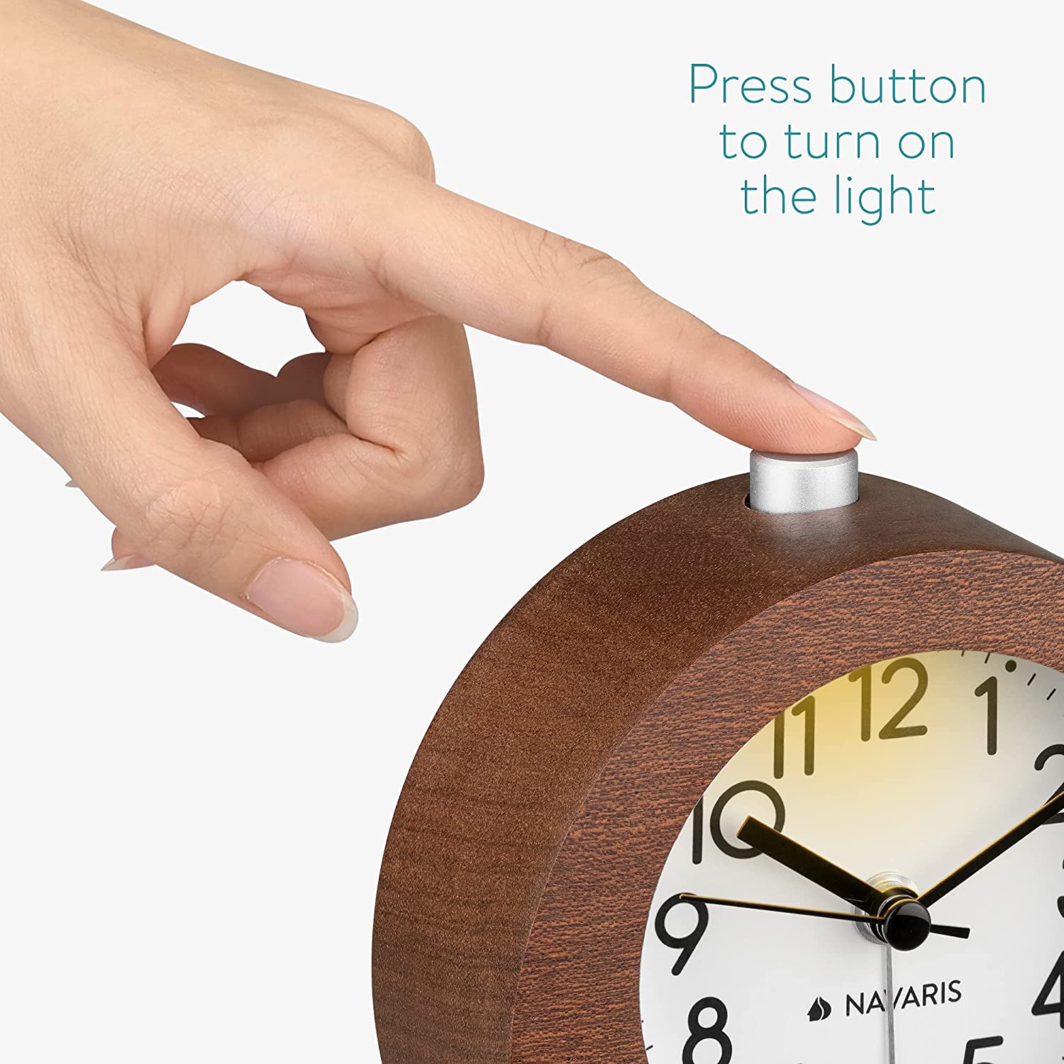 Navaris Αναλογικό Επιτραπέζιο Ρολόι και Ξυπνητήρι - Design Retro Horseshoe - Dark Brown - 54298.18.02