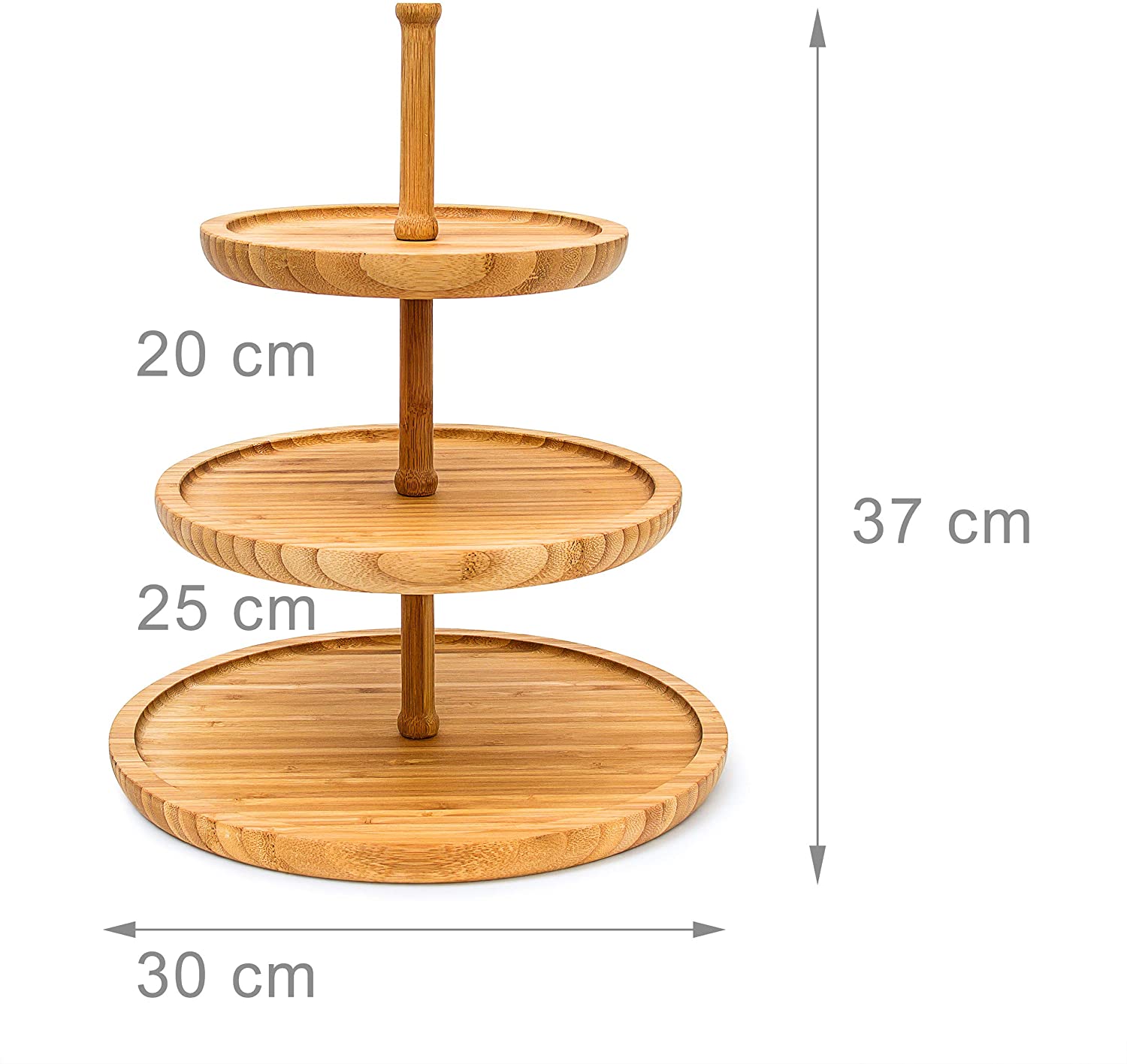 Relaxdays Δίσκος Σερβιρίσματος Φρούτων με 3 Επίπεδα - Brown - 4052025191689