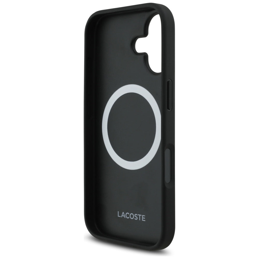Lacoste iPhone 17 - Bliss MagSafe - Σκληρή Θήκη με Πλαίσιο Σιλικόνης και Επένδυση Οικολογικού Δέρματος - Black