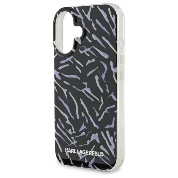 Karl Lagerfeld iPhone 16 - Zebra with Cord - Σκληρή Θήκη με Πλαίσιο Σιλικόνης και Λουράκι - Purple - KLHCP16SHZBPKCCU