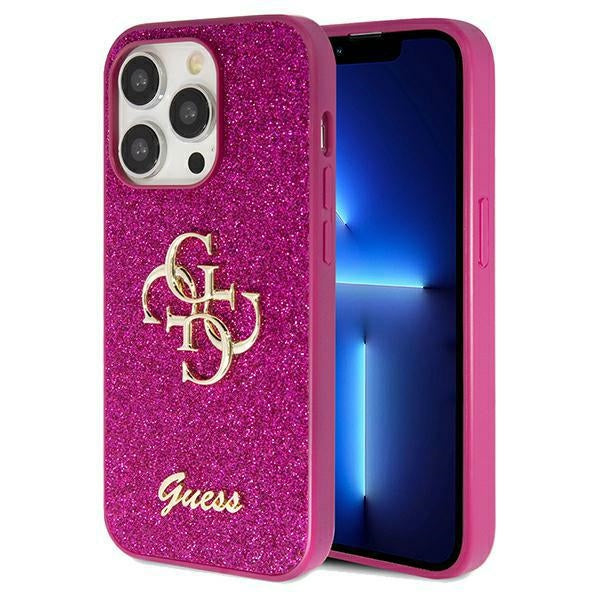 Guess iPhone 15 Pro Max Glitter Script Big 4G Σκληρή Θήκη με Πλαίσιο Σιλικόνης - Purple - GUHCP15XHG4SGU
