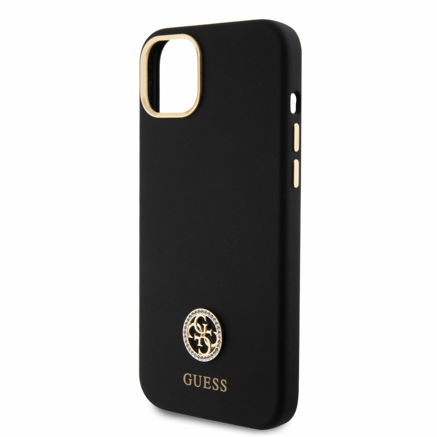 Guess iPhone 15 Plus Silicone Logo Strass 4G Σκληρή Θήκη με Πλαίσιο Σιλικόνης - Black - GUHCP15M4DGPK