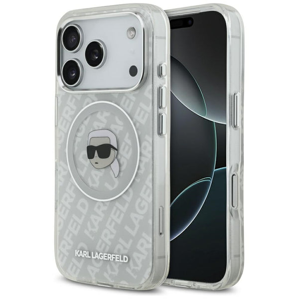 Karl Lagerfeld iPhone 17 Pro - IML Karl Head Logo MagSafe - Σκληρή Θήκη με Πλαίσιο Σιλικόνης - Grey - KLHMP17LHMKBKHOG