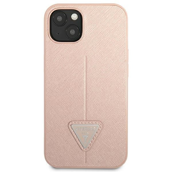 Guess iPhone 14 Saffiano Σκληρή Θήκη με Πλαίσιο Σιλικόνης - Pink - GUHCP14SPSATLP