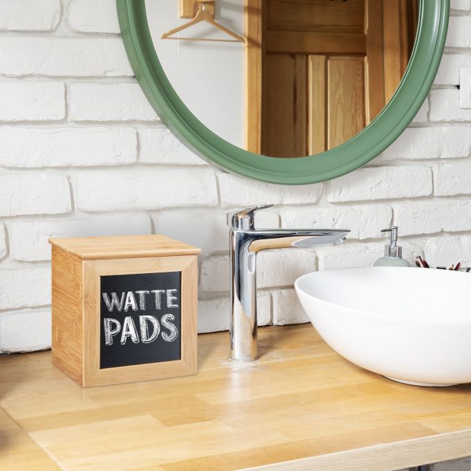 Relaxdays Κουτί Αποθήκευσης από Bamboo με Καπάκι και Μαυροπίνακα - Natural - 4052025215750