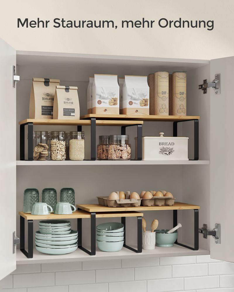 Songmics Σετ με 4 Ξύλινα Ράφια για τον Πάγκο - Ink Black / Natural Beige - KCS210B01