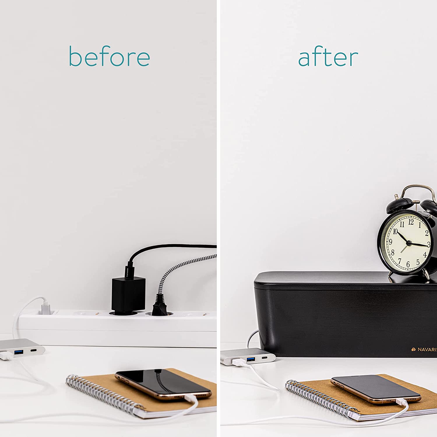 Navaris Κουτί Οργάνωσης Καλωδίων με Καπάκι - Black - 52804.03