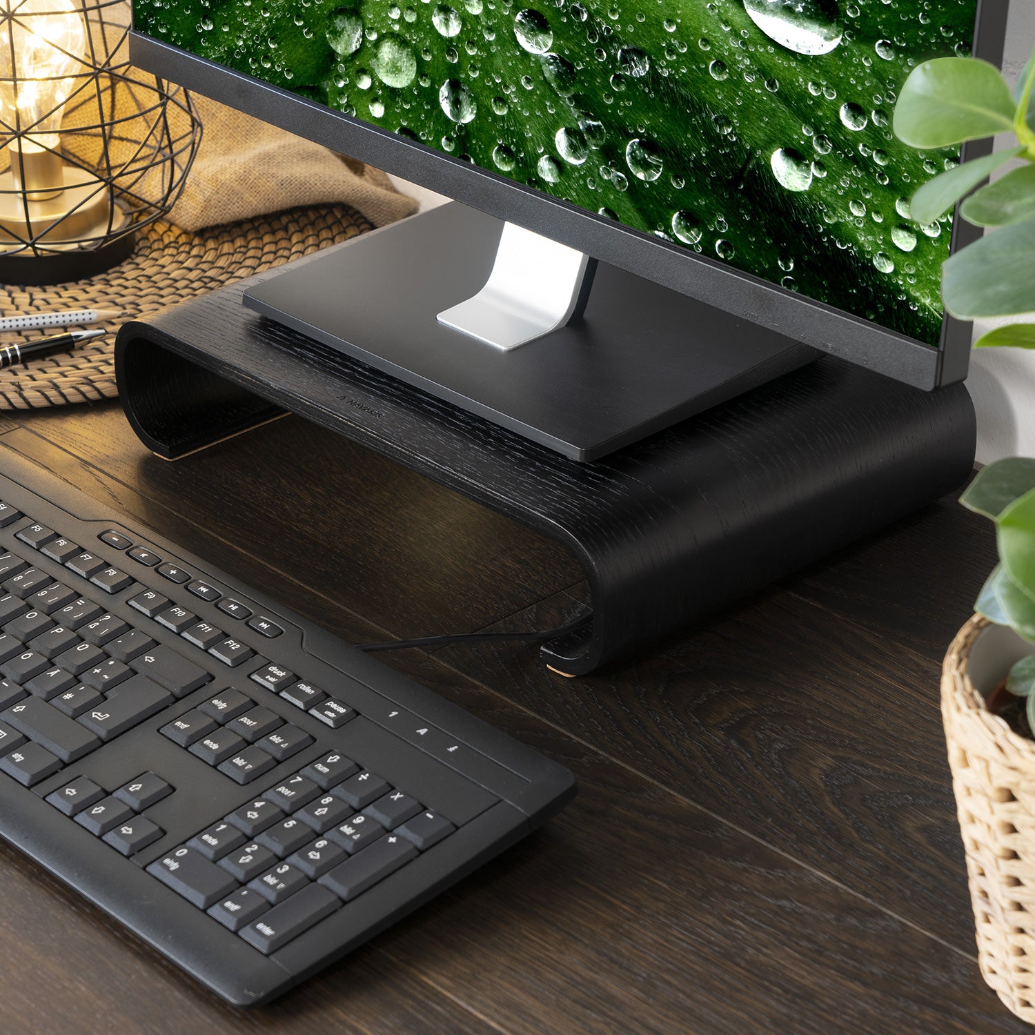 Navaris Computer Monitor Wood Stand - Βάση Στήριξης Οθόνης από Ξύλο - Black - 45835.01