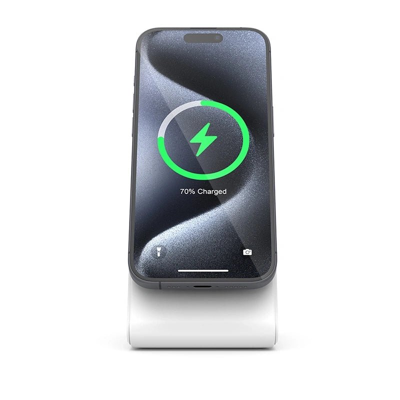 Crong MagSpot Stand 2 σε 1 Ασύρματος MagSafe Φορτιστής για iPhone και AirPods - White
