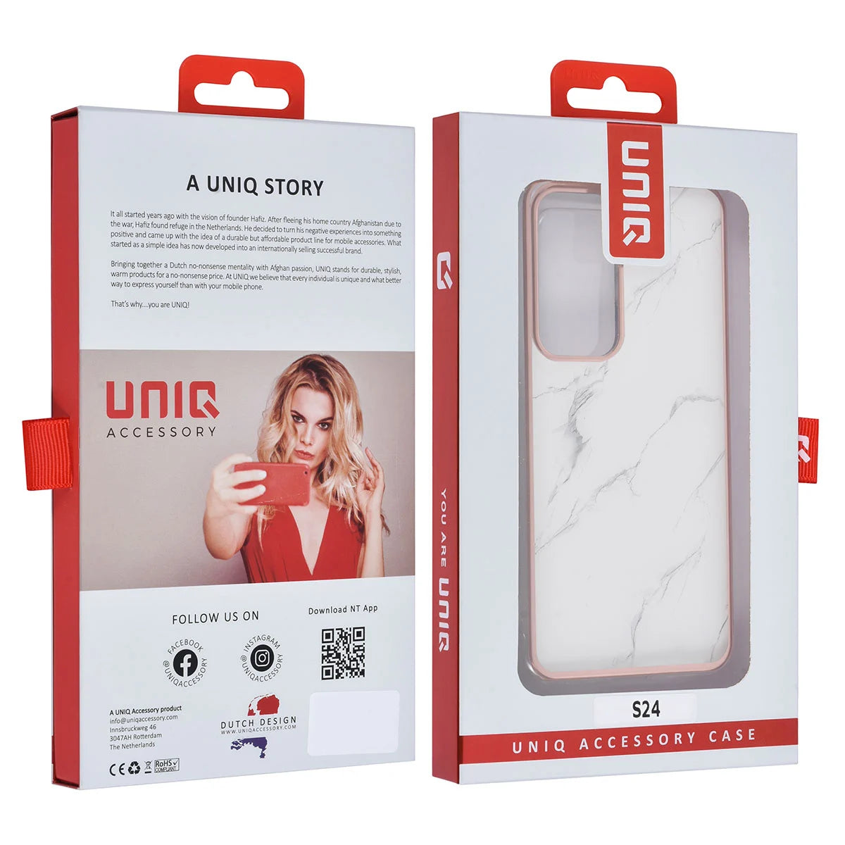 Tuniq Samsung Galaxy S24 - Σκληρή Θήκη με Πλαίσιο Σιλικόνης - Σχέδιο Μάρμαρο - Λευκή