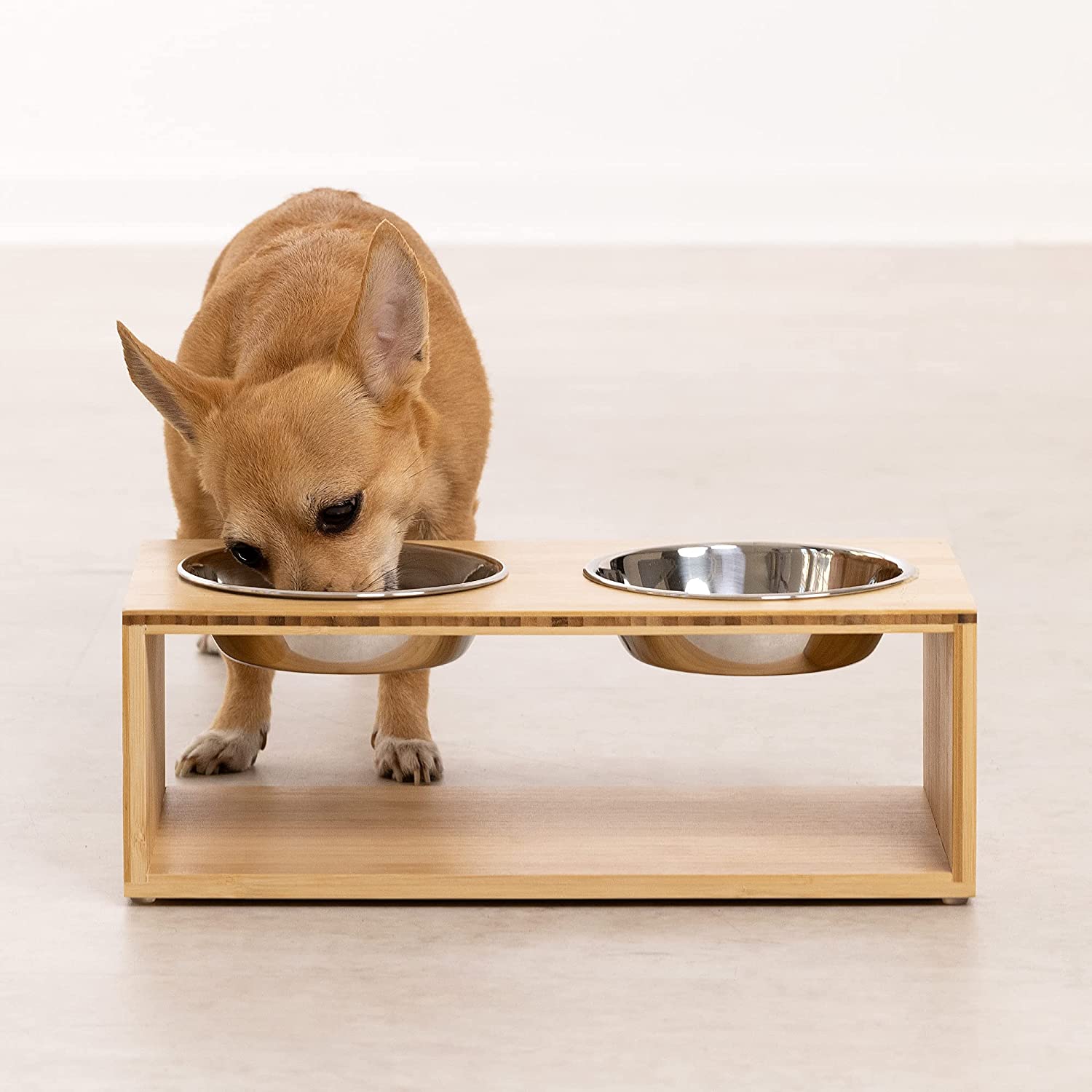 Navaris Raised Pet Bowls Stand - Ανυψωμένα Μπολ Φαγητού με Ξύλινη Βάση για Κατοικίδια - 350 ml - Wood - 54135.2