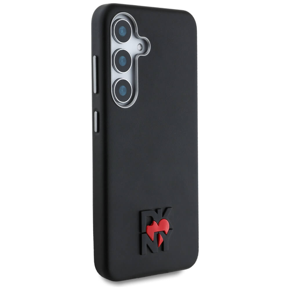 DKNY Samsung Galaxy S25 - Leather Heart of NY - MagSafe Σκληρή Θήκη με Επένδυση Συνθετικού Δέρματος - Black