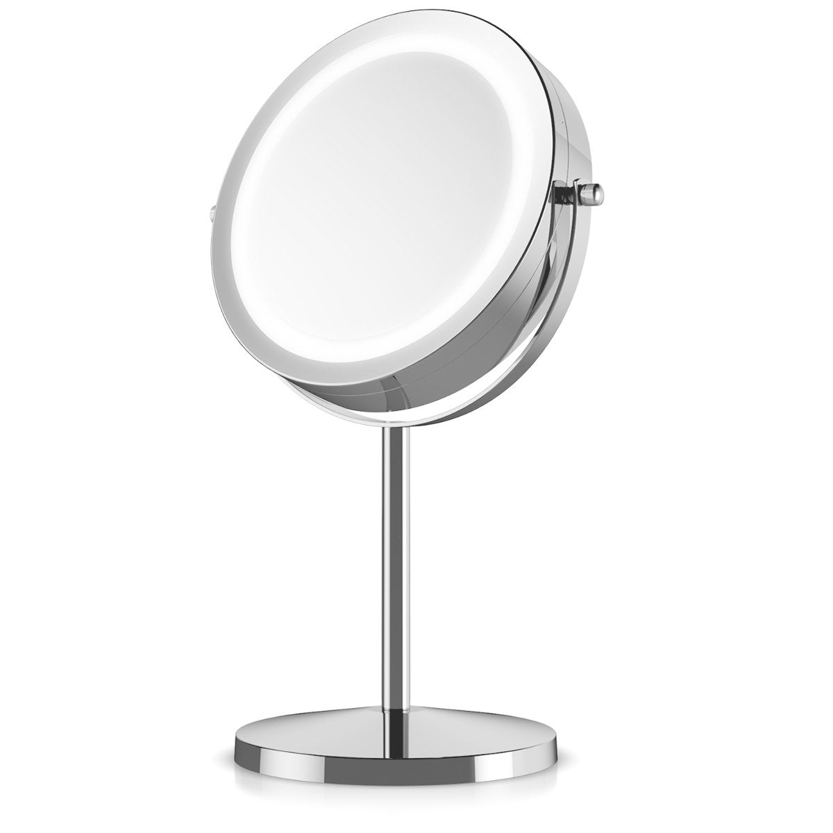 Navaris LED Illuminated Two-Sided Vanity Makeup Mirror - Περιστρεφόμενος Φωτιζόμενος Καθρέπτης LED - Silver - 41188