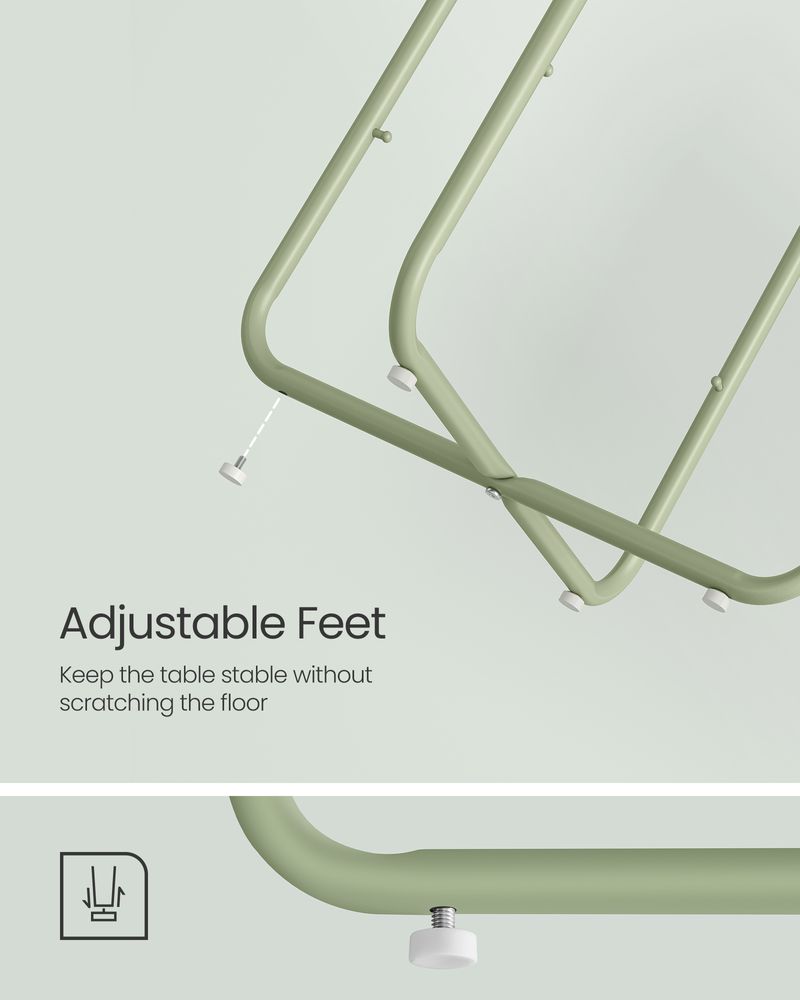 Vasagle Στρόγγυλο Βοηθητικό Τραπέζι με Υφασμάτινο Καλάθι Αποθήκευσης - Laurel Green / Cream White - LET223C69