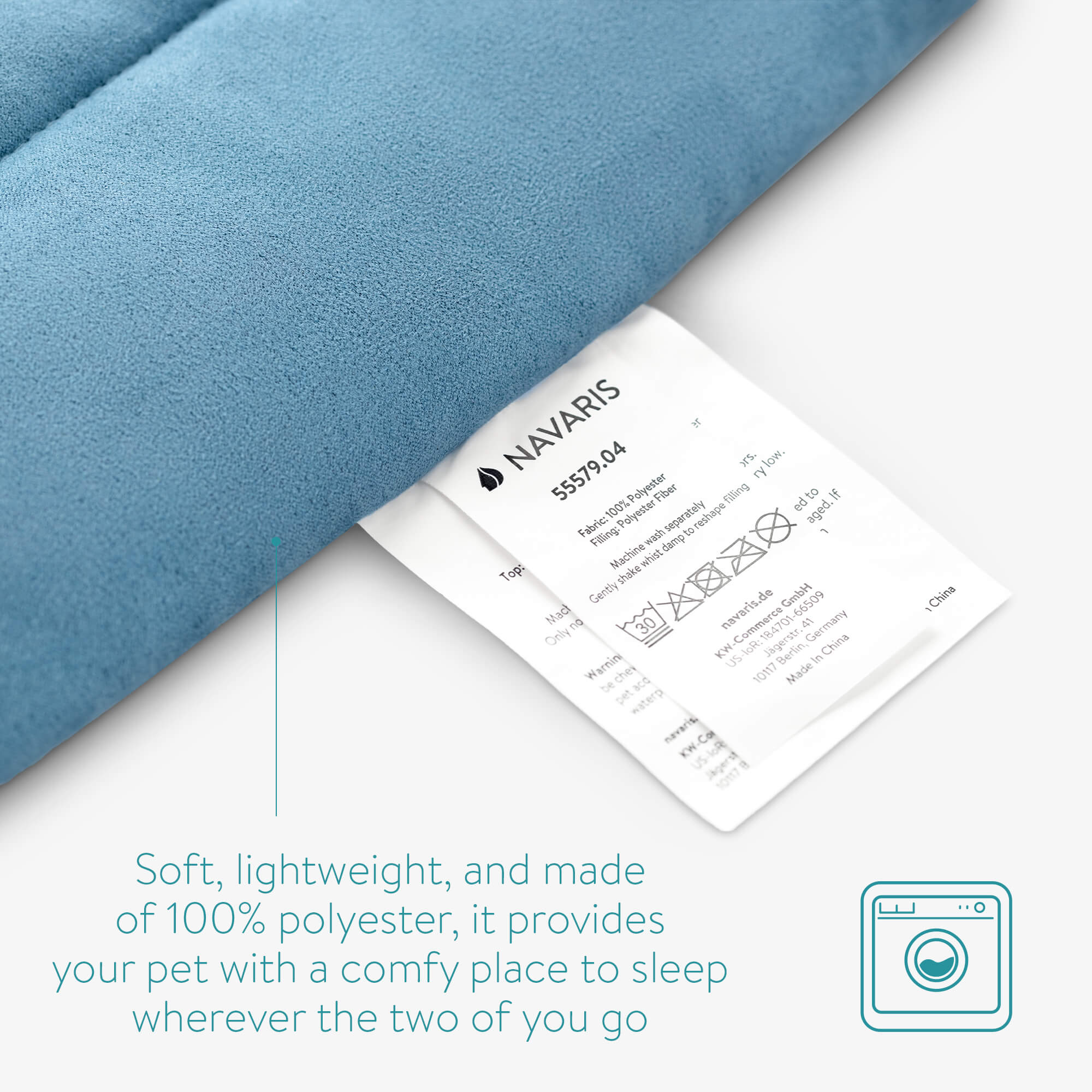 Navaris Κρεβάτι Ταξιδίου για Σκύλους - 86,5 x 65 x 1 cm - Blue - 55579.04