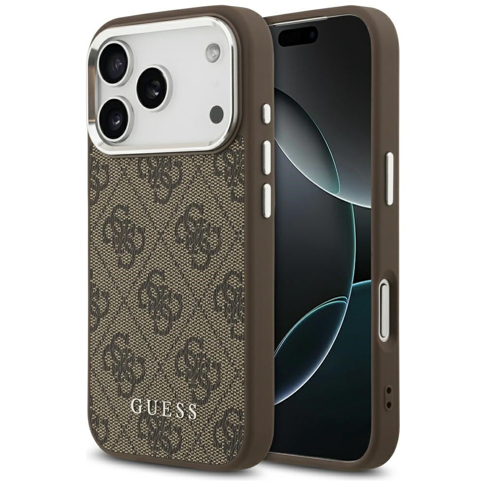 Guess iPhone 17 Pro Max - 4G Classic Logo MagSafe - Σκληρή Θήκη με Πλαίσιο Σιλικόνης και Επένδυση Οικολογικού Δέρματος - Brown - GUHMP17XP4GSSMCW