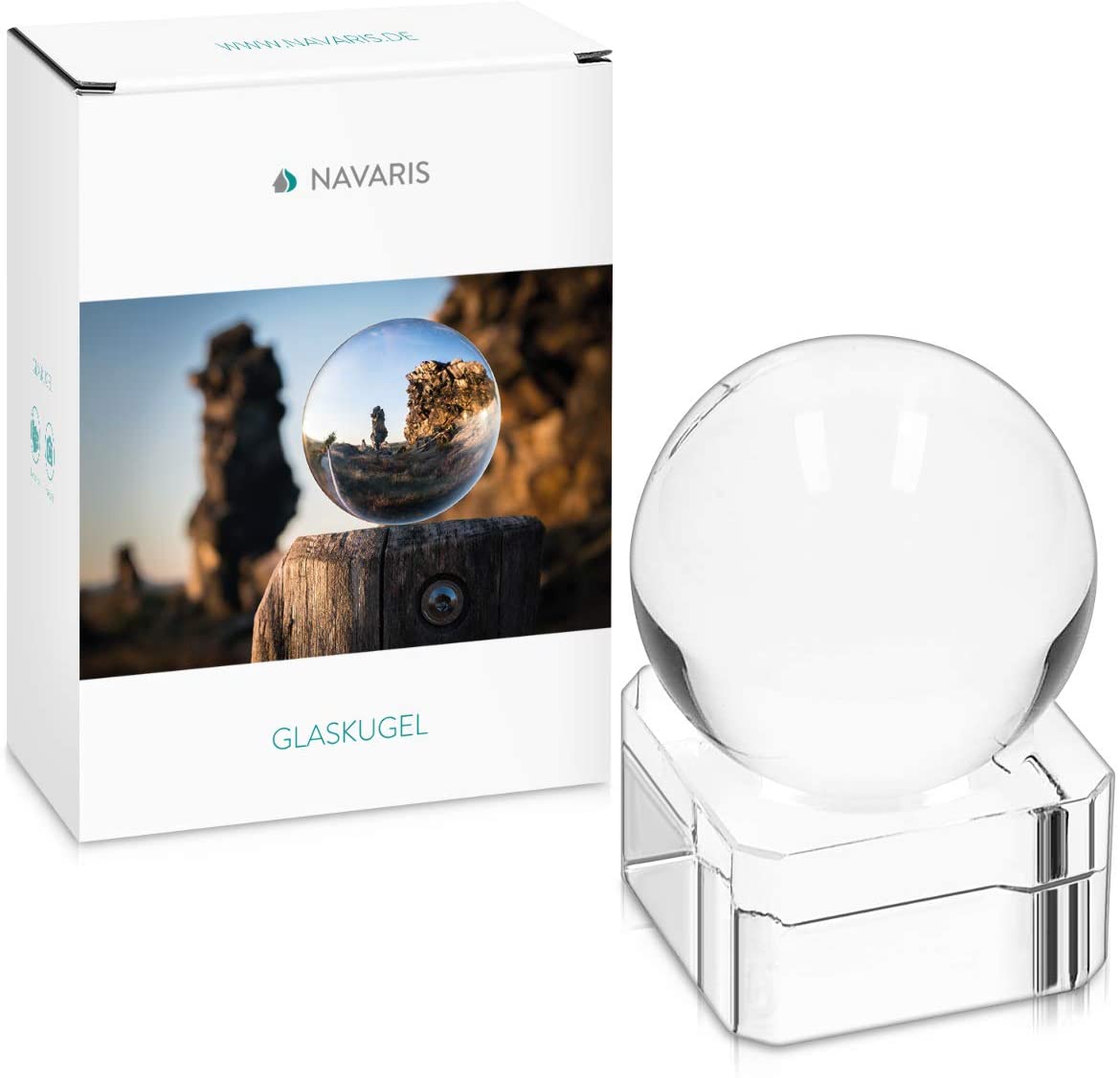 Navaris Glass Photo Ball Κρυστάλλινη Σφαίρα - 40mm - Clear - 45357.25