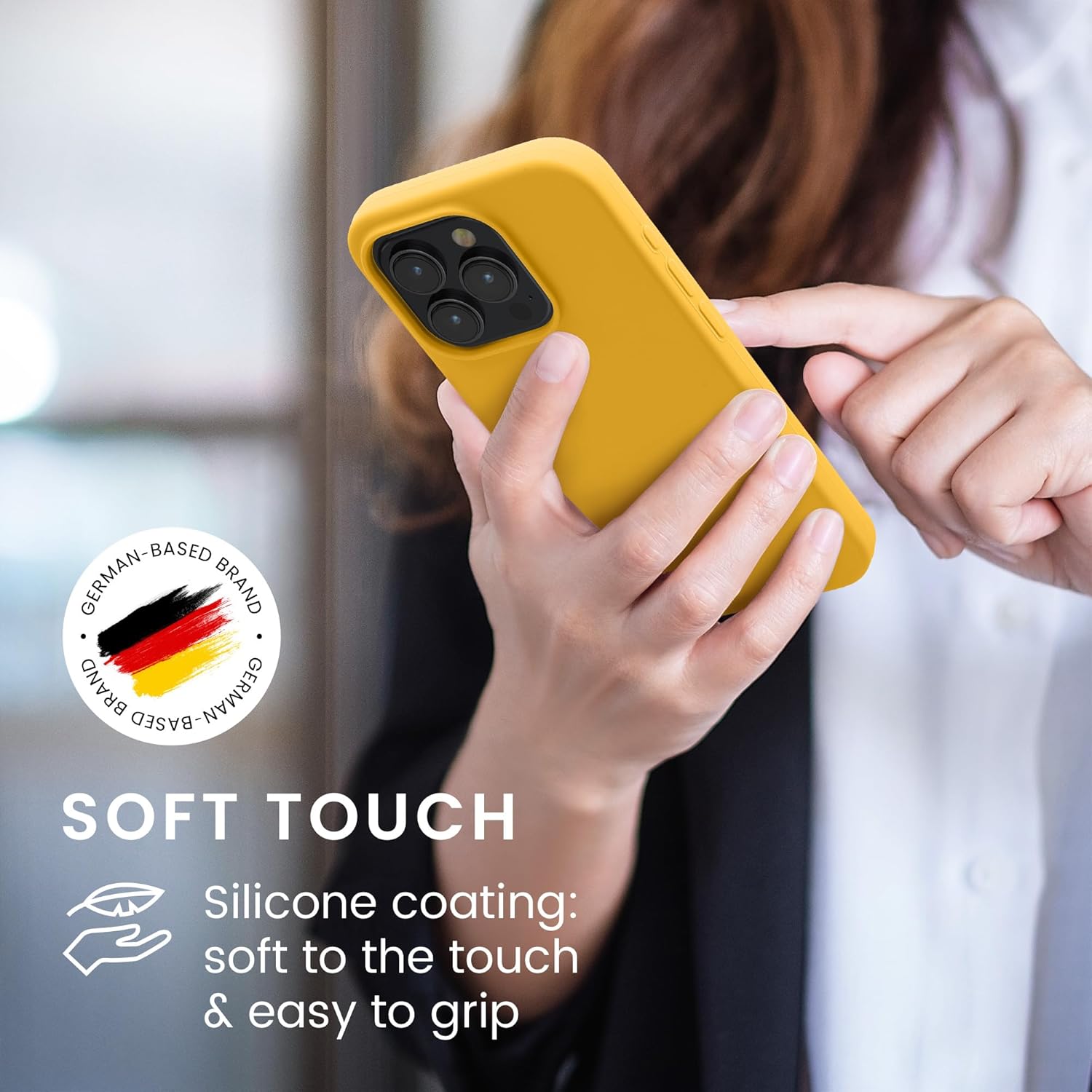 KW iPhone 15 Pro Θήκη Σιλικόνης Rubberized TPU - Honey Yellow