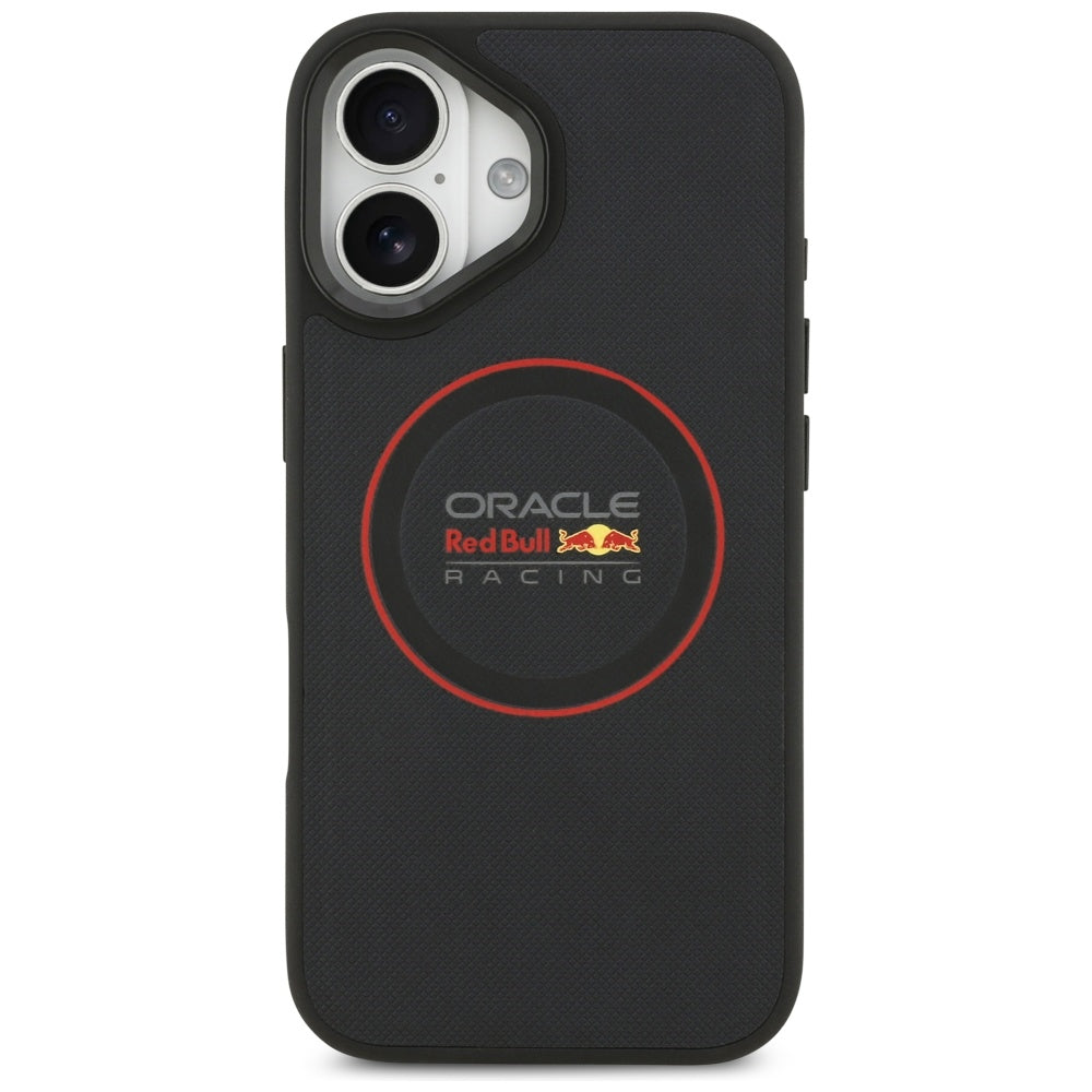 Red Bull iPhone 17 - Meshed Red Ring and Metal Buttons MagSafe - Σκληρή Θήκη με Επένδυση Οικολογικού Δέρματος - Navy - RBHMP17S24PUILVR